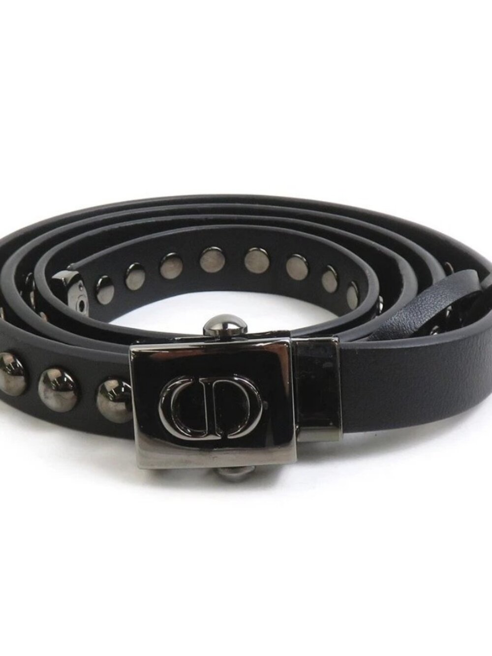 Christian Dior Belt Black Leather/Metal -